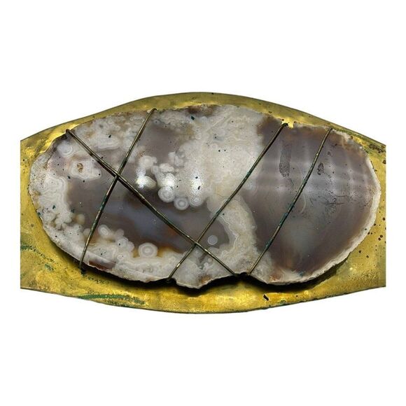 Statement Artisan  Hand Bade Brutalist Wide Panel Boho Metal Agate Belt Only - Picture 5 of 16